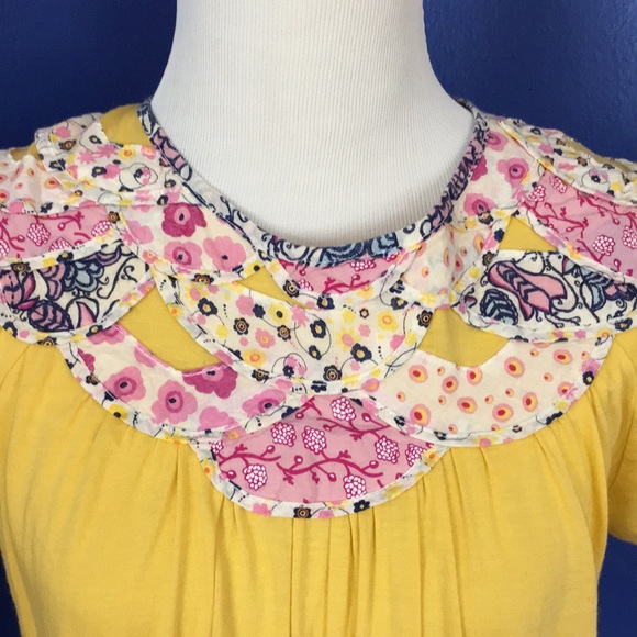 Buttercup Yellow Pink Blue Floral Patchwork Tunic Dress Hippie Boho Festival Y2K - Picture 8 of 12
